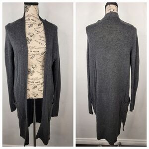 Athleta XS Knit Duster Cardigan Gray 100% Merino Wool 721666